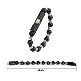 Xspeedonline Charging Bracelets Cable Charger Cord Fashion Prayer Beads Wrist Line, Fearure Anti Rust, Anti Winding - Black