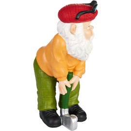 BRUBAKER Garden Gnome Golfer with Racket - Golf Grandpa with Golf Club and Glasses - Funny Garden Figure - Decoration Weatherproof for Garden Camping - Garden Decoration for Outdoor Use - 23 cm Large