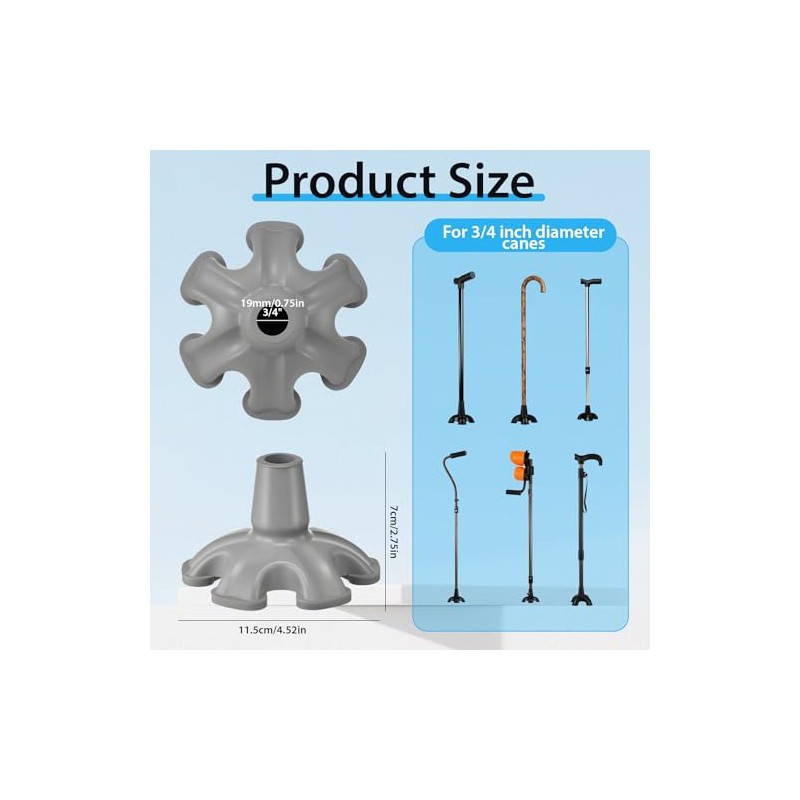 Cane Tips PANZHENG 3/4 inch 6 Support Cane Feets Self