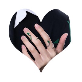 Wendalern Gothic Silver Snake Rings Open Adjustable Snake Rings Emerald Snake Animal Wrap Rings Green Crystal Serpent Midi Index Finger Rings Vintage Snake Rings Set Jewelry for Women Girls (2 Pcs)