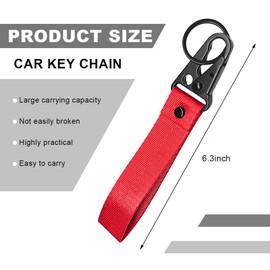 MUQIDA Motorcycle Keychain, Fabric Car Key Wrist Lanyard with Metal Ring, Wristlet Strap Key Chain Holder for Men Women (Red)