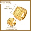 JewelryWe Mens Gold Brass Ring: 3 Pieces Chinese Kanji Rich