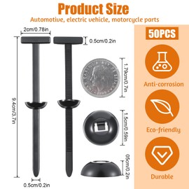 50 Pcs Nylon Universal Cable Tie Buckle, Heavy Duty Self-Locking Nylon Zip Ties Holder Plastic Cable Ties Tool T‑Shaped Black Zipties and Round Lock Clipsfor Car Daily Repair Cables Management