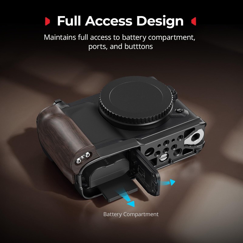 SMALLRIG L字型ハンドル Nikon ZR用 人間工学に基づいた木製グリップ付き 1/4インチ&3/8インチのネジ穴付き Arca用QRプレート 三脚にクイックスイッチ付き DJI RS
