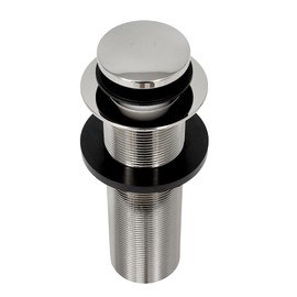 Barclay Extended 6" Soft Touch Tub Drain, Forged Brass, Push Button Stopper, Fine Threads, No Overflow, White, Rubber, 6" x 6"