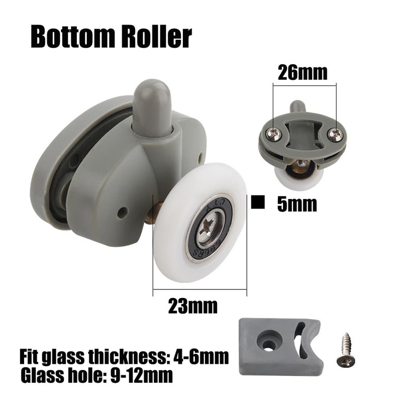 Cokritsm 4Pcs Shower Door Rollers, 23mm Sliding Shower Doors Rollers