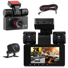 CAMECHO 2K Dash Cam Front and Rear 4 Channel, 360 Degree 3 Inch Dash Cam, Car Camera with App Control, IR Night Vision, Loop Recording, G-Sensor, 24-Hour Parking Monitoring, Parking Aid