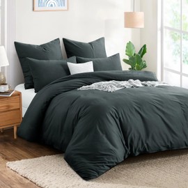 Aisbo Cushion Cover 80 x 80 cm Cotton Set of 2 - Soft Pillowcase 80 x 80 cm Anthracite with Zip, 80 x 80 cm Grey Pillow Cover Pillowcase