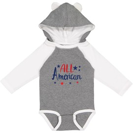 inktastic All American Long Sleeve Creeper 12 Months Granite & White W Ears 45a75