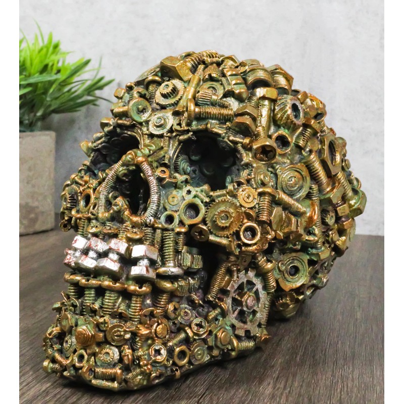 Steampunk Junkyard Gearwork Mechanic Gears Nuts Bolts And Screws Skull