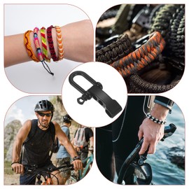 TIXIPEM Paracord Bracelet Shackle Buckle [4PCS] - Adjustable Metal U Bow Shackle Use for Survival Bracelets Belt & Outdoor Rope - [Black-Flat Head] Screw Pin Anchor Buckles