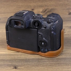 Rieibi EOS R7 Case - Quality PU Leather Half Case for Canon EOS R7 Digital Camera - Grip Case for Canon EOSR7, Brown, Camera Case