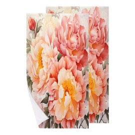 Sabokido 2 Piece Flower Roses Hand Towels Set Floral Peony Bath Towel Soft Absorbent Bathroom Towels for Hotel Gym Spa Swim Yoga Sport