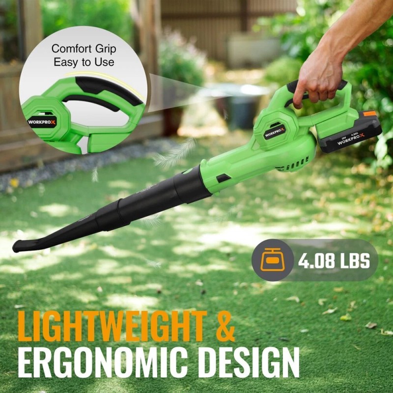 WORKPROX Leaf Blower Cordless 4.0Ah Battery LED Display 138MPH 170CFM