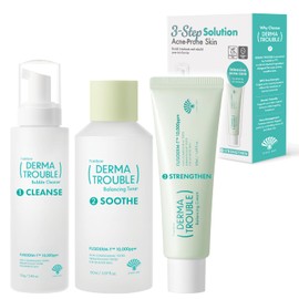 FUSIDYNE Derma Trouble Balancing AC 3 Step Kit, Soothing Care with Sebum-Control Complex for Blemish-Prone, Bumpy Skin, Visible Pores, Sebum Filaments