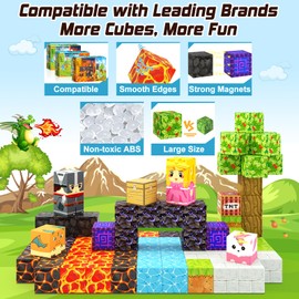 Magnetic Blocks - Build Mine Magnet World Magic Portal Forest Edition, Magnet Building Blocks Kids Toys for Ages 5-7 Toddler Toys Creative Sensory Toys for 3+ Years Old Boys Girls Kids Games Gifts