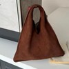 QJK Minimalist Handbag Hobo Bag Faux Suede Soft Tote Bag