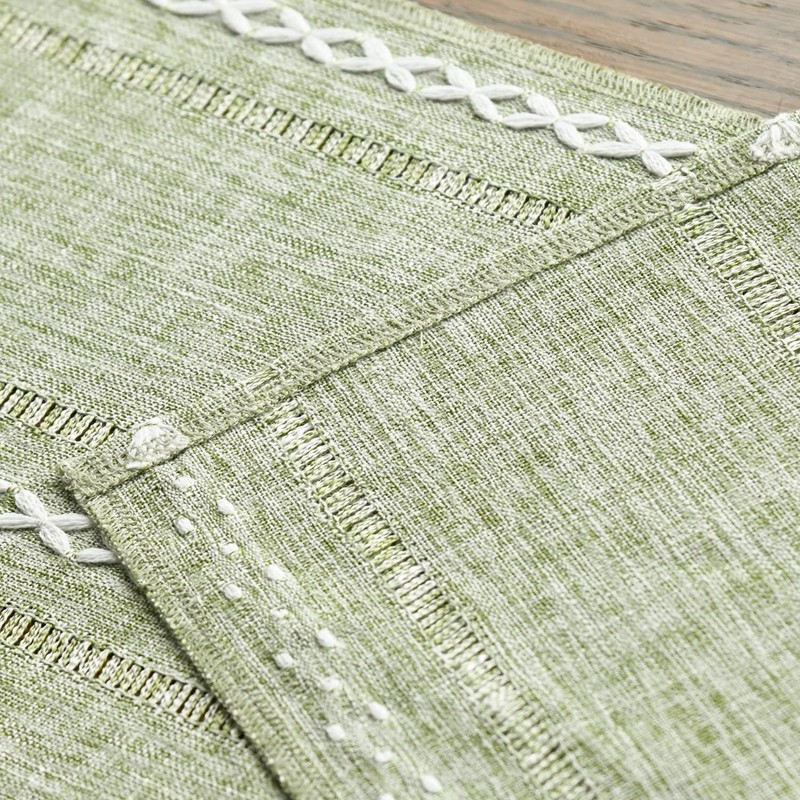 Artoid Mode Sage Green Rustic Cotton Linen Table Runner, Seasonal