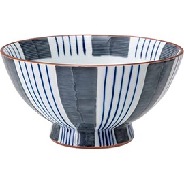 Nishiki Pottery Hasami Ware Matsuyoku Garden Rice Bowl, Extra Large, Dark Tokusa, Made in Japan, 20500, Blue, 16.9 fl oz (500 ml)