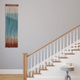 Knots & Beyond Colorful Macrame Wall Hanging, Dip Dye Fiber Art, Boho Wall Decor, Wall Decoration for Office, Entryway Wall Art, 11.8" x 37.4"