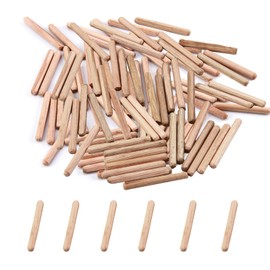 50Pcs Wooden Dowels 6mm X 50mm Cabinet Drawer Round Wood Dowel Rods Hardwood Dowels Wood Pins Twill Fluted Dowel Pins Grooved Dowels Plugs for Furniture Door Art Woodwork Carpentry Craft DIY