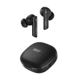 QCY HT05 Wireless Earphones, Noise Cancelling Earphones, External Sound Capture Mode, Wind Reduction, Fully Wireless Earphones, 6 Microphones, 30 Hours Playback, Large Diameter 0.4 inch (10 mm) Driver, Hands-free Calling, Bluetooth 5.2, IPX5 Waterproof, 