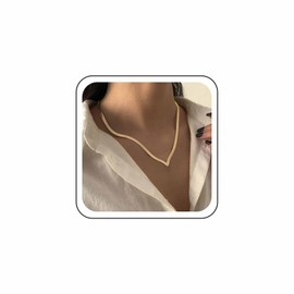 Wendalern Gold Snake Chain Herringbone Choker Necklace - Women & Teen Girls