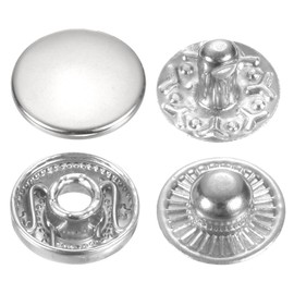 HARFINGTON 30 Sets Press-Stud Cap Buttons 10mm Metal Snap Fastener Alloy Sew-on Snap Buttons for Bags Leathers Marine Boat Canvas, Silver