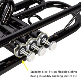 EASTROCK Bb Trumpet Standard Trumpet Set with Carrying Case,Gloves, 7C Mouthpiece and Cleaning Kit (Black)