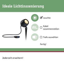 Paulmann 94768 Plug & Shine LED Gartenstrahler Kikolo Smart Home Zigbee IP65 6,2W 400lm dimmbar 261mm Anthrazit Kst/Alu 2200 - 3000K Tunable Warm