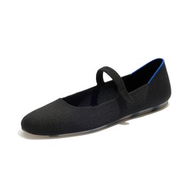 Rothy's The Square Mary Jane Women's Slip-On Shoes, Square-Toe Flats, Black, Made from Recycled Plastic Bottles & Machine Washable, Size 8.5
