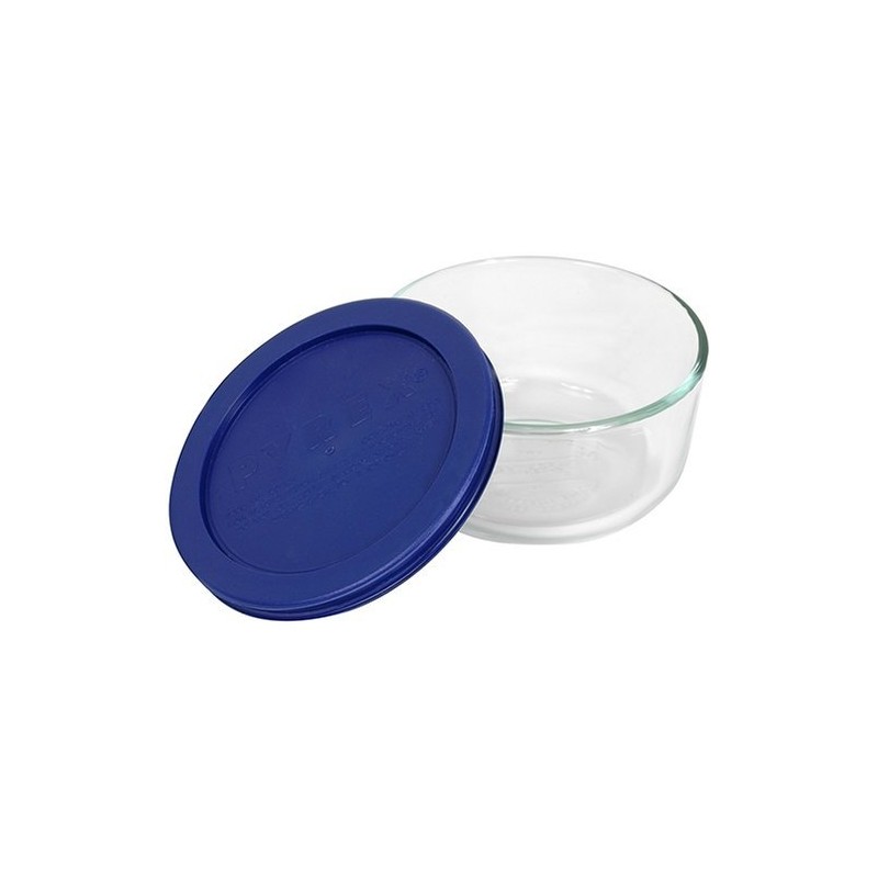 Pyrex 7202 1-Cup Glass Bowl & 7202-PC Cadet Blue Lid