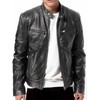 DECIMAL Men's Black Genuine Lambskin Leather Biker Jacket VINTAGE REAL