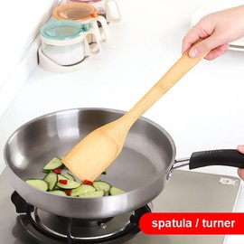 Introduction Price! HipGirl Wooden/Bamboo Kitchen Utensils Set & Kitchen Gadgets, Kitchen Essentials Cooking Utensils, Spatulas, Spoons and Crepe Spreader (1ct 12" Flat Spatula Kitchen Tools)