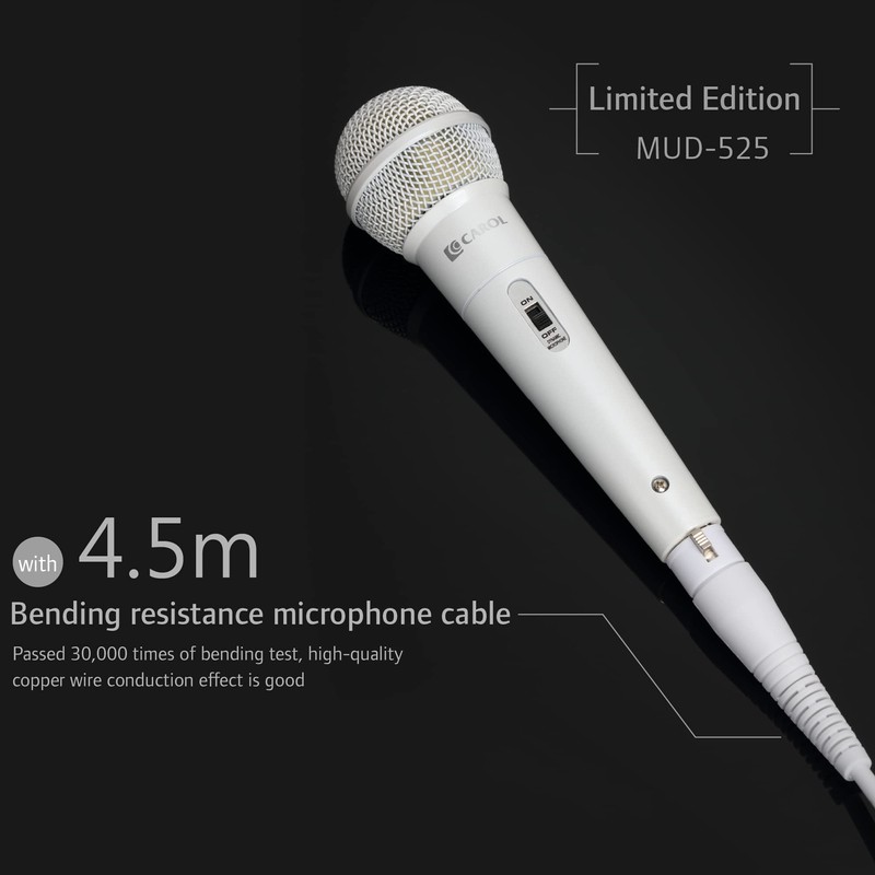 CAROL MUD-525 White XLR Wired Vocal Microphone for Karaoke –