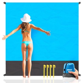 Beach Blanket Sandproof Waterproof, Beach Essentials Extra Large Beach Mat, 79" X 81" Oversized Durable Outdoor Picnic Mat Storage Bag for 1-4 Adults, Beach Accessories for Travel, Camping, Hiking