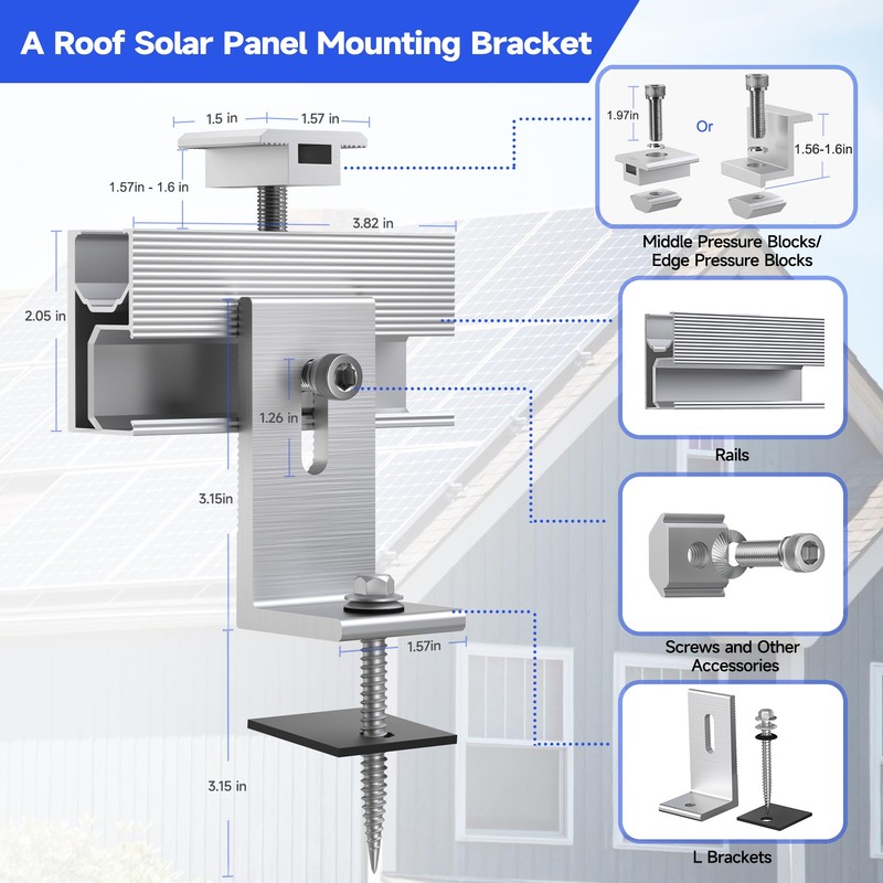 Solar Panel Mounting Brackets Kit 10Pcs Solar Roof Mount Kit