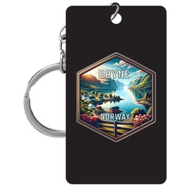 R and R Imports Bryne Norway Travel Souvenir Destination Acrylic Keychain 1.5" x 2.75” Single