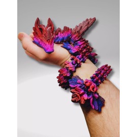 Dragon 3D Printed Silk Crystal-wing articulated dragon 20" red sparkle pink purple HOT!