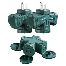 SURAIELEC 3 Way Plug Wall Adapter, 3 Pack Outdoor 1 to 3 Outlet Splitter, Multi Plug Outlet Extender, Waterproof Electrical Multiple Plug Expander for Outside Garage Cruise, Green, ETL Listed