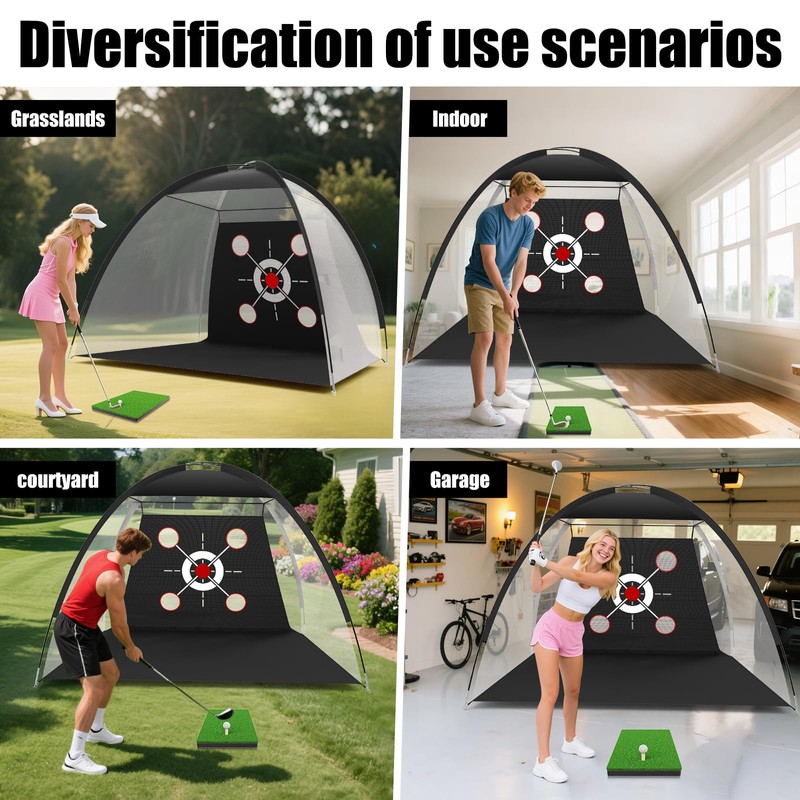 Golf Net,10x7ft Golf Hitting Net with Multiple Targets, All-in-1 Outdoor