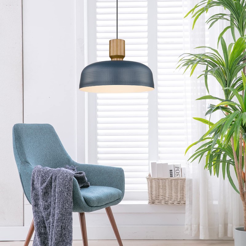 Darkaway Oversized Industrial Pendant Light Fixtures with Hammered Metal Shade,