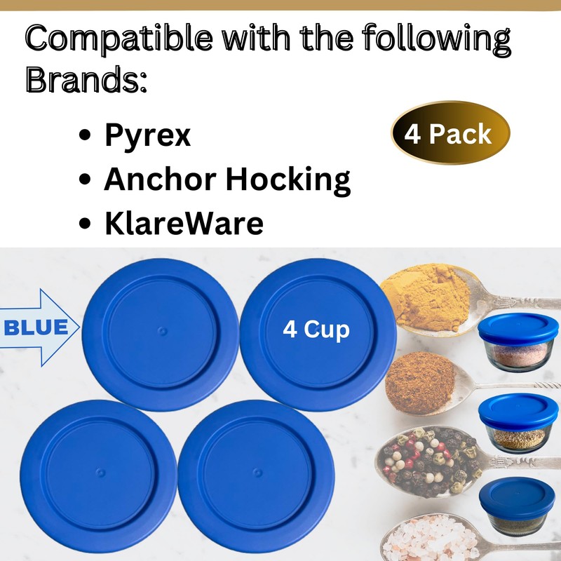 Klare Ware 4 Cup Replacement Lids/Covers for Pyrex 7201, Anchor