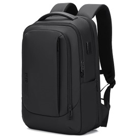 FENRUIEN 15.6 Inch Laptop Backpack, Slim Business Backpack with USB Charging Port, Water Resistant Computer Backpack for Work/Travel, Black