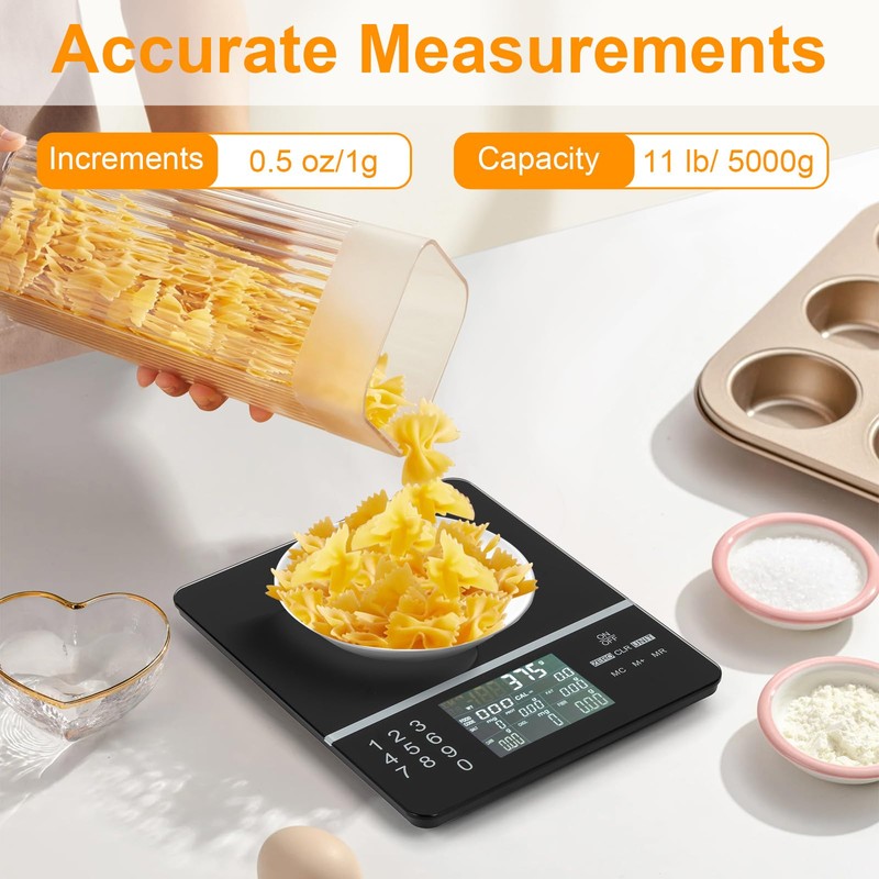 Báscula de alimentos con calculadora nutricional, pantalla digital, cálculo de