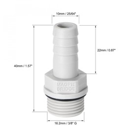 sourcing map PVC Barb Hose Fitting Connector Adapter 10mm or 25/64" Barbed x 3/8" G Male Pipe 2pcs