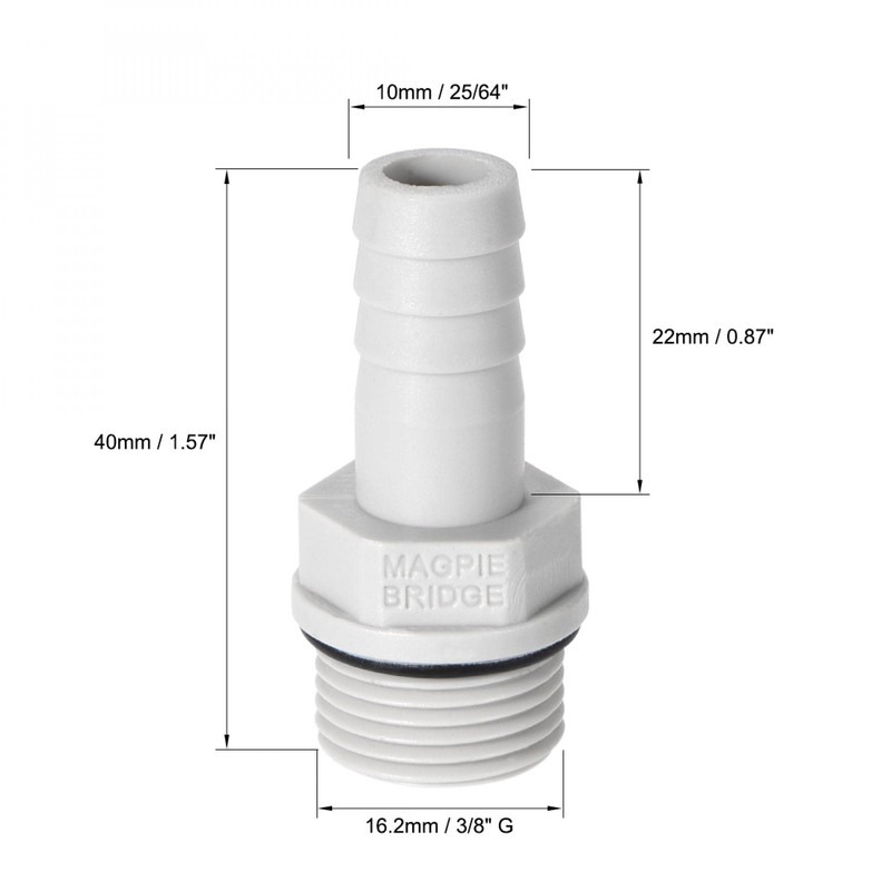 sourcing map PVC Barb Hose Fitting Connector Adapter 10mm or