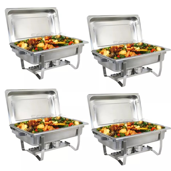 Segawe 4 PACK CATERING STAINLESS STEEL CHAFER CHAFING DISH SETS
