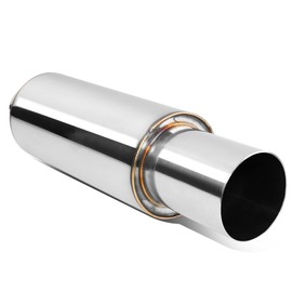 DNA MOTORING EXA-MF-004-T2 Stainless Steel Straight Through Exhaust Muffler Diagonal Cut Universal, 3" Outlet, 2" Inlet