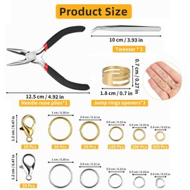 Pack of 1443 Metal Rings Diameter 4-10 mm Rustproof Craft Rings Made of Stainless Steel with 5 Sizes for Jewellery Making, DIY Projects & Key Chains Reusable Open Rings Bend Rings